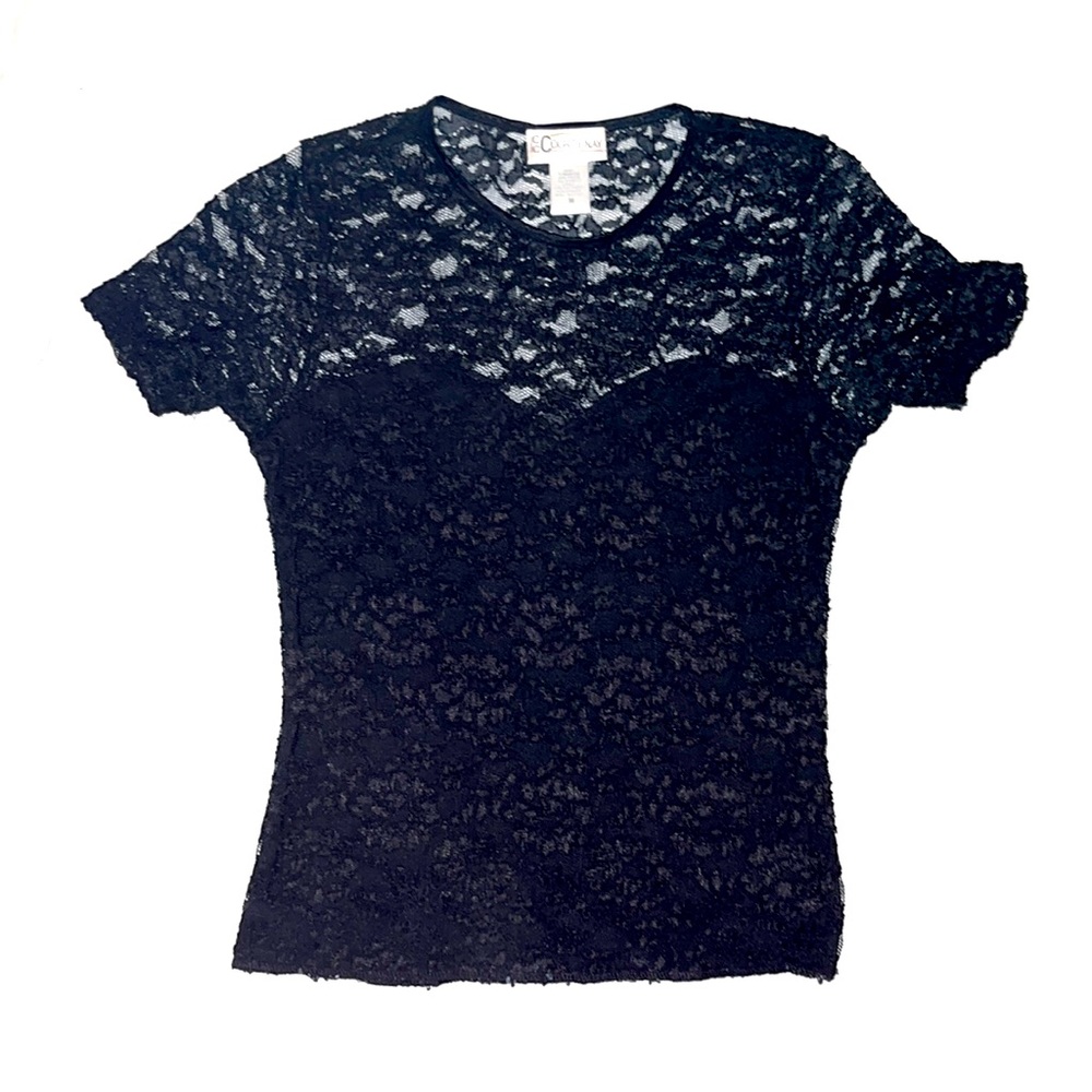 Fitted black lace shirt